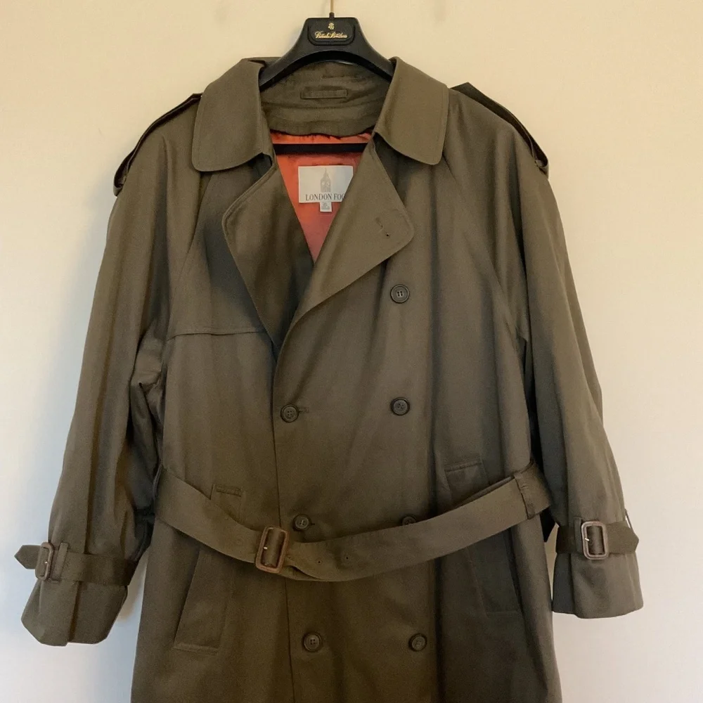 London Fog Olive Green Double-Breasted Trench Coat